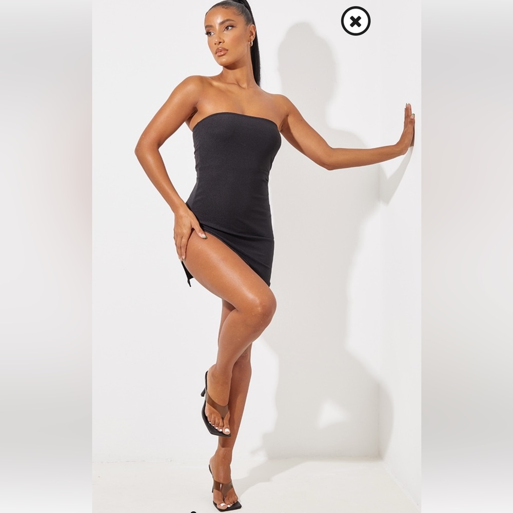 Pretty Little Thing Crepe Side Split Bandeau Bodycon Dress